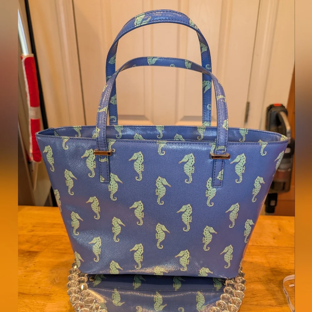 Kate Spade New York Cedar Street Seahorses Mini Harmony Tote Bag EUC